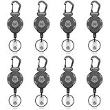 MNGARISTA 8er-Pack einziehbarer Schlüsselanhänger, strapazierfähiger Karabiner-Ausweishalter, taktische ID-Ausweisrolle mit einziehbarer 31.5-Zoll-Stahlschnur,8 oz