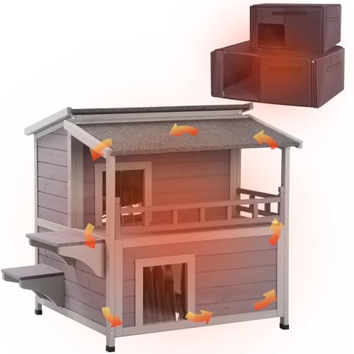 X-ZONE PET Outdoor Cat House Isoliert, wetterfeste Wilde Katze Shelter für Winter, beheizte Katze Condo