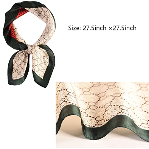 Fyluoke 4 Pcs 27.5 Inch Head Scarf Silk Bandana Satin Hair Scarf Square Neck Scarf For Women Girls (C-01) #TOP3