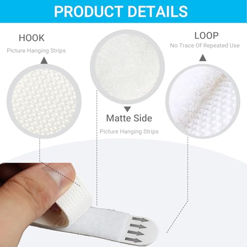 32 Paar Klebestreifen, Bilder Aufhängen ohne Bohren Poster Strips Klebestreifen Streifen Extra Stark Montagestreifen Rückstandsfrei Klett Klebeband Bilderhaken Montagestreifen Wasserresistente Strips