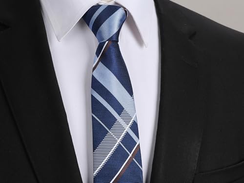Image of HISDERN Pre Tied Ties for Men Adjustable Mens Tie Classic Paisley Stripe Necktie and Pocket Square Set for Wedding Party