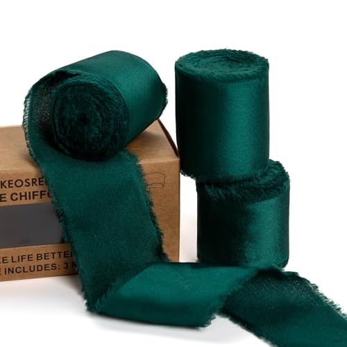 KEOSREE Dark Green Silk Satin Ribbon,1.5