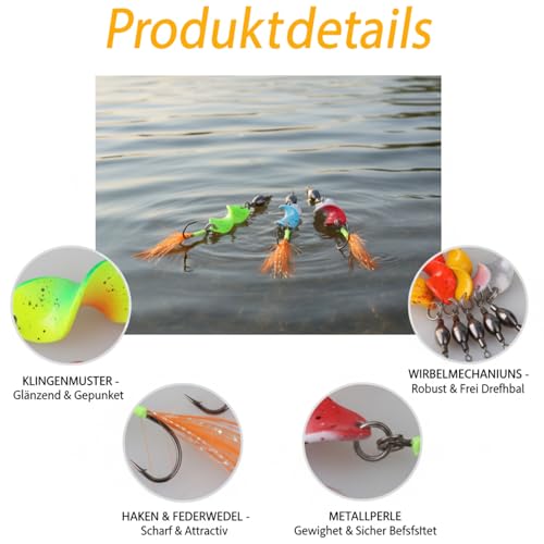 5 Stück Twist Spoons Forelle UV-Aktiv, Forellenköder mit Rolling Swivels, Twister Angelzubehör Forelle, Blinker Forellen Köder, AngelKöder Forellen Spoon Set