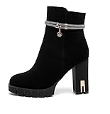  Queentina Damen Stiefeletten Plateau High Heels Absatz Boots elegant hoch B2750 Schwarz 39