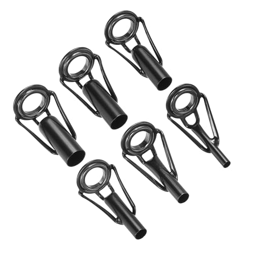 PATIKIL 2-6mm Fishing Rod Tip Repair Kit, 6pcs Stainless Steel Pole Ring Guide Replacement for Saltwater Freshwater Fishing, Black