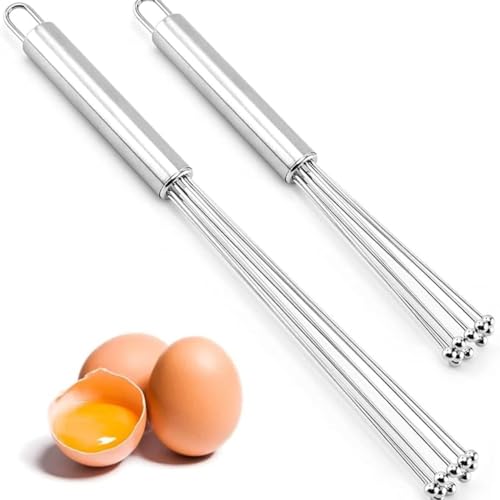 Stainless Steel Whisk Set of 2, 12 Inch and 10 Inch Set for Cooking, Mixing, Beating, Stirring