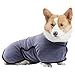 ZAOWU Absorbent Hooded Bathrobe Towel for Dogs Microfibre Pet Cat Robe Coat Quick Drying Pet Towel for Bath & Beach Trips Grey S