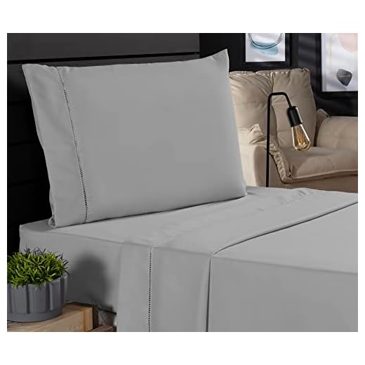 Jogo de Cama Classic Solteiro Percal 400 Fios Ponto Palito 03 Peças, Antiácaro, Anti-pilling com Toque Macio - Cinza