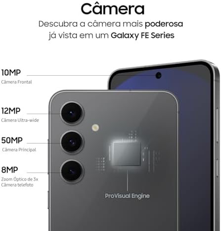 Celular Samsung Galaxy S24 FE 5G 128GB 8GB RAM Tela 6.7" Câm. Tripla 50+12+8MP Frontal 10MP, Galaxy AI - Grafite