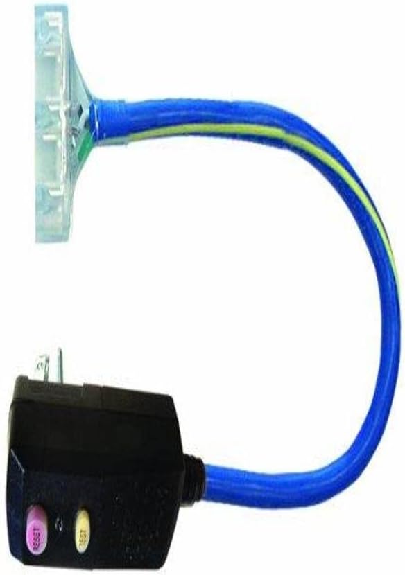 Voltec 04-00101 12/3 SJTW 15 Amp GFCI Right Angle Power Block Adapter with Lighted End, 2-Foot, Blue with Yellow Stripe