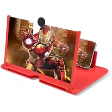 Phone Screen Magnifier- HD 3D Mobile Screen Amplifier for Video,Movies - Foldable Cellphone Stand with Screen Enlarger for All Smartphones Red