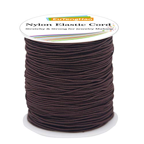 EuTengHao ブレスレット用ナイロンゴムコード サテンナイロン装飾コード ナイロン手編みコード ビーズ糸ブレスレット ロープ ネックレス ブレスレット ジュエリー製作用 ブラウン 110ヤード/1mm