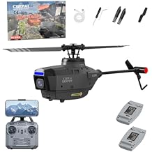 C127AI RC Helicopter Model with 1080P Camera for Adults, 2.4G 4CH AIIntelligent RC Helicopter with 6-Axis Gyro Optical Flow Positioning RTF, 2 Batteries