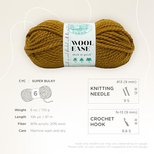 Image of Lion Brand Yarn Wool-Ease Thick & Quick Yarn, Soft and Bulky Yarn for Knitting, Crocheting, and Crafting, 3 Pack, Flax | Super Bulky Wool Acrylic Blend Fiber for Soft Hats, Sweaters, Chunky Blankets, Yarn for Crochet, Knitting, Crafts, Weaving