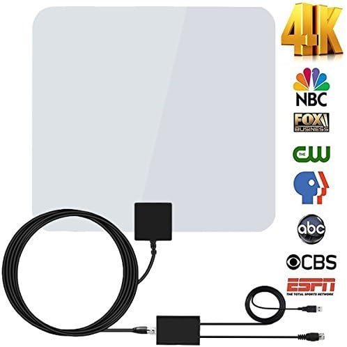 60-80Miles TV Antenna Amplified Indoor - Vintv Upgrade HDTV Antenna Digital Indoor Antenna with Detachable Signal Booster VHF UHF High Gain Channels Reception For 4K 1080P Free TV with 12ft Coax Cable
