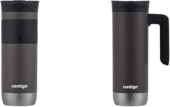 Contigo Byron كوب سفر معزول بالفراغ من الفولاذ المقاوم للصدأ مع غطاء مقاوم للتسرب ومكبر سفر من الفولاذ المقاوم للصدأ 2.0 مع مقبض وغطاء مقاوم للتسرب