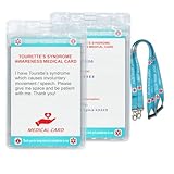 Tourette Syndrome Medical Card with Writable Panel and Patterned Lanyard Emergency Contact Card