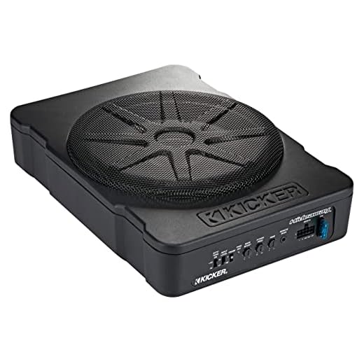 KICKER 46HS10 Compact Powered 10-inch Subwoofer (Renewed)