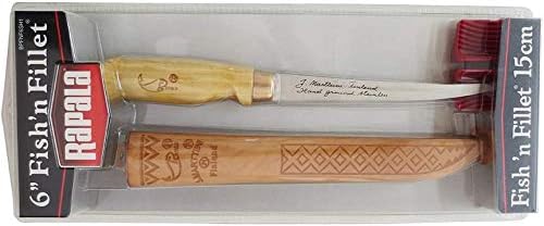 Fish 'N Fillet Knife - 7" Blade Length with Single Stage sharpener and Tooled Leather Sheath