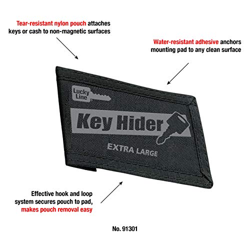 Lucky Line Key Hider Pouch, Velcro Nylon Adhesive, Extra Large (91301),Black #TOP4