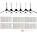 Pièces de rechange pour Proscenic 790T, kit d'accessoires - 6 filtres HEPA 6 brosses latérales 1 brosse de nettoyage