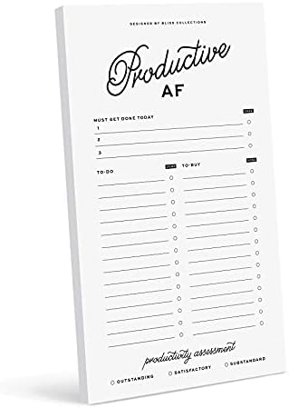 Bliss Collections To Do List Notepad, Productive AF, Magnetic Weekly and Daily Planner for Organizing and Tracking Grocery Lists, Appointments, Reminders, Priorities and Notes, 4.5"x7.5" (50 Sheets)