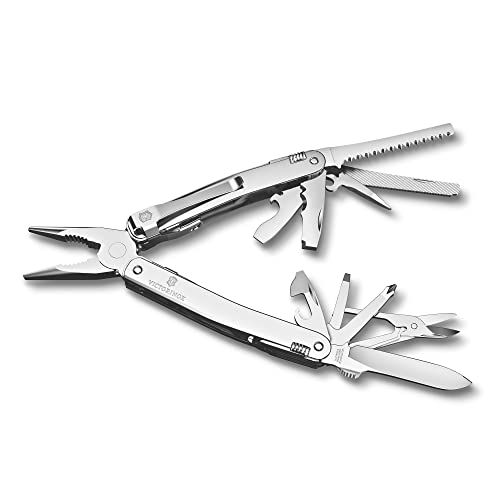 victorinox swiss tool spirit mx clip swiss army knife 25 function swiss made multitool with large blade pliers and wire cutter - silver