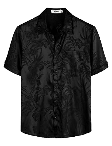 VATPAVE Mens Summer Jacquard Regular Fit Shirts Casual Button Down Short Sleeve Beach Tops with Pocket2