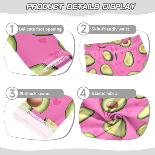 Wusikd Avocados Heart-shapedpink Girls' Leggings Toddler Doodles Kids Yoga Pants Dance Active Tights 4T3