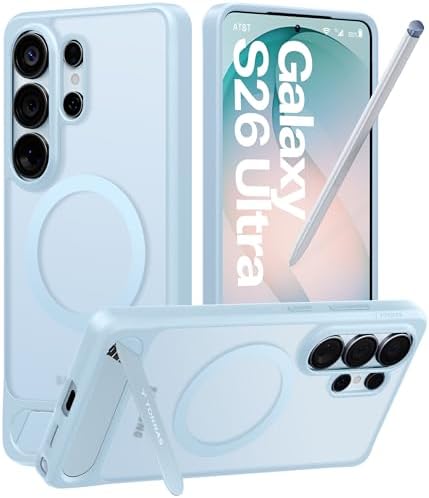 TORRAS Ostand L1 für Samsung Galaxy S26 Ultra Hülle mit MagSafe, Hellblau | Titan-Ständer, Starke Magnetkraft, für Samsung Galaxy S26 Ultra Case, Angenehme Haptik, Fingerabdruckarm