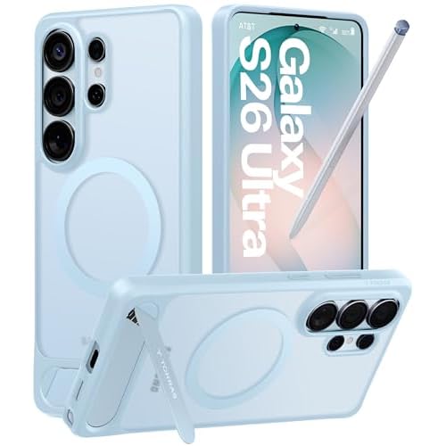 TORRAS Strong Magnetic & Seamless Stand for Samsung Galaxy S26 Ultra Case, Fit for MagSafe, Mil-Grade Drop Protection, Kickstand for Samsung Galaxy S26 Ultra Case, Translucent Back/Sky Blue