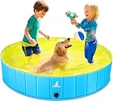 Pourbibi Piscina Per Cani Grandi, Vasca Da Bagno Pieghevole Per Cani, Antiscivolo, Piscina Per Bambini E Cani, 120 X 30 Cm