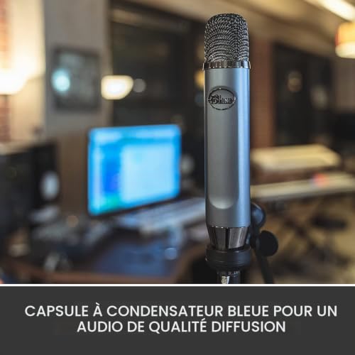 Blue Ember XLR Microphone Électrostatique pour l’Enregistrement, le Podcasting et le Streaming, Capsule Cardioïde et Support de Montage sur Pied de Micro - Noir