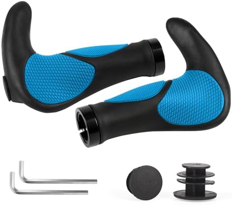 ROGTYO Fahrradgriffe, Fahrradlenker MTB Griffe Ergonomisch mit Zwei Seiten Lock-On Design Horn Lenkergriffe, 22 mm Fahrrad Griffe Rutschfestem für Trekkingrad E-Bike Cityrad Rennra