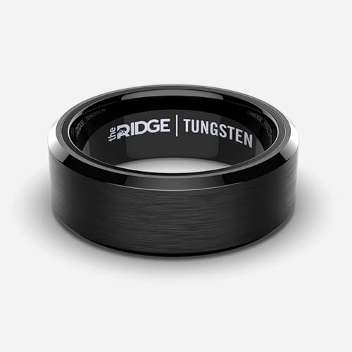 The Ridge Royal Black Beveled Ring Comfort Fit Wedding Band - 10.5 #TOP1