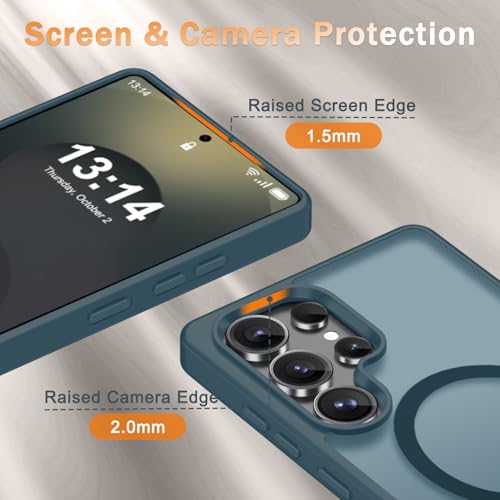 Image of YENAPOON for Samsung Galaxy S25 Ultra Case, Matte Magnetic Phone Cover [with 1 Screen Protector] [Support for MagSafe] [Shockproof Military Grade Protection] Translucent Frosted Back, Lavender Gray