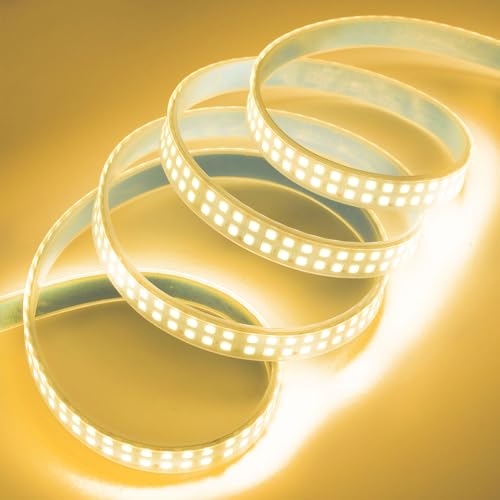 Image of SUYOOULIN LED Lights Strip, Dimmable DC 12V 16.4ft SMD 5054 (5050 Upgraed) Double Rows 1200 LEDs 25000LM Tube Waterproof IP67 LED Ribbon for Home Kitchen Decoration (Warm White 3500K)