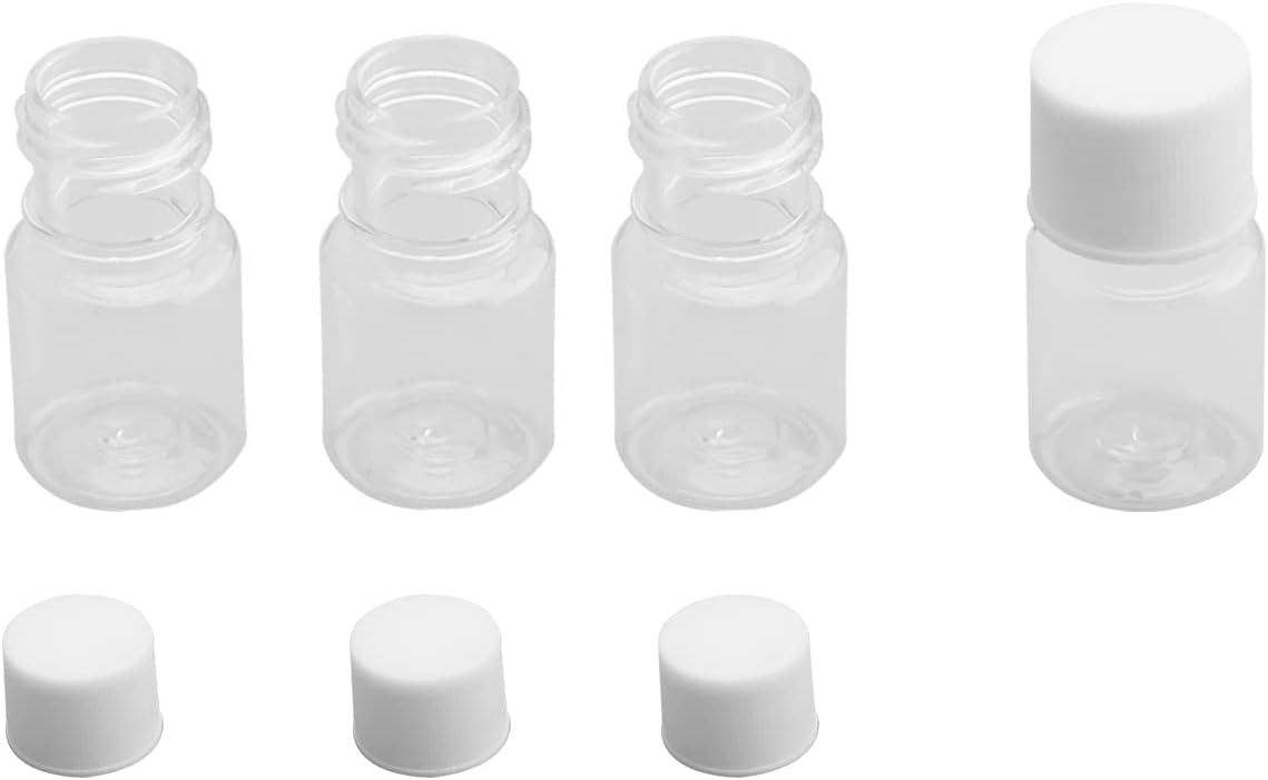 Bettomshin 20Pcs 5ml PE Plastic(Food Grade) Bottles, Sample Bottle Wide Mouth Sealing Storage Lab Container White for Sample Storage Transparent
