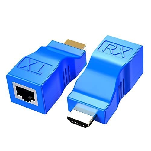 HDMI to RJ45 Extender over Cat5e/Cat6 Ethernet Cable, HDMI Extender Converter Repeater, Supports 1080P Full HD up to 30M, Compatible with HDTV, PS4, STB, DVD, Projector-image-22