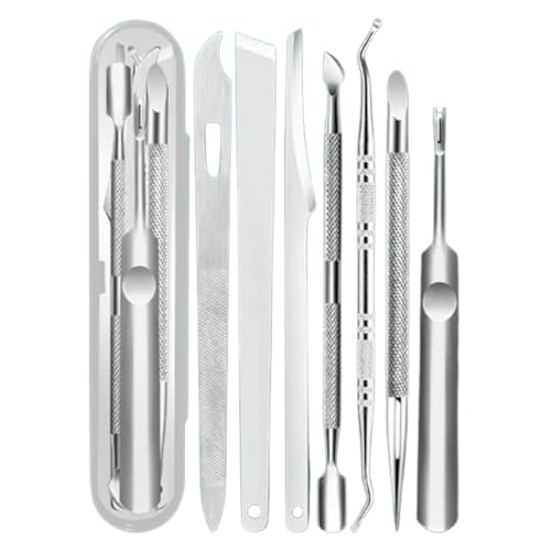 Stainless Steel Pedicure Knife Set – 7-Piece Dead Skin Fork, Double-Headed Nail Cleaner, Foot Scraper with Storage Box