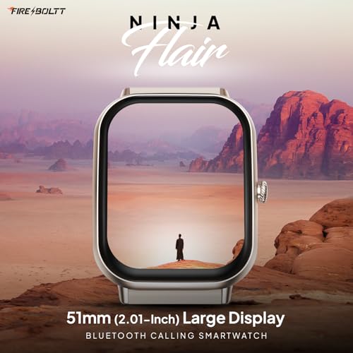 Image of Fire-Boltt Ninja Call Pro Max Bluetooth Calling Smart Watch, 2.01″ HD Display, 120+ Sports Modes, Health Suite, AI Voice Assistance, SpO2 & Heart Rate Monitor Smartwatch for Men & Women - Starlight