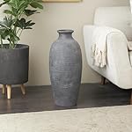 Deco 79 Ceramic Decorative Vase Textured Whitewashed Centerpiece Vase, Flower Vase for Home Decoration 10" x 10" x 24", Black - Image 3