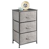 mDesign Steel Top and Frame Storage Dresser Tower Unit with 3 Removable Fabric Drawers for Bedroom,