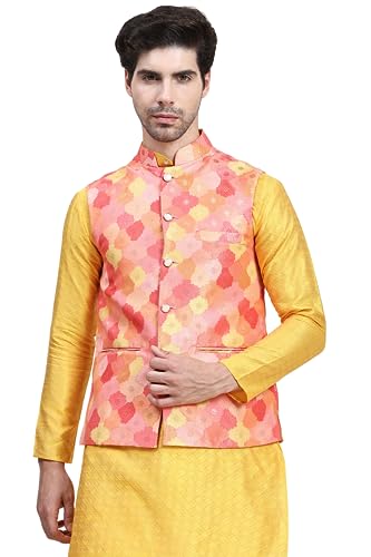Image of Aany's Culture Men's Ethnic Digital Floral Printed Nehru Jacket | Regular fit | Stylish Nehru Jacket | Premium Nehru Jacket For Men