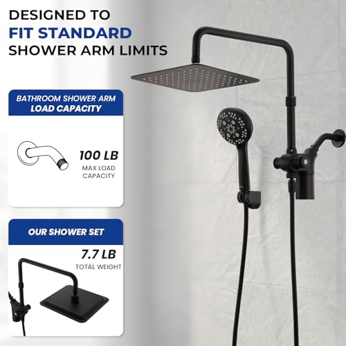 Ryamen Upgraded Dual Shower Heads Combo, 10 inch Filtered Shower Head with Handheld, 3-Way Rain Shower Head with Filters, 7 Settings Handheld Spray, High Pressure, Height Adjustable (Black) by Ryamen - Used condition - Image 8