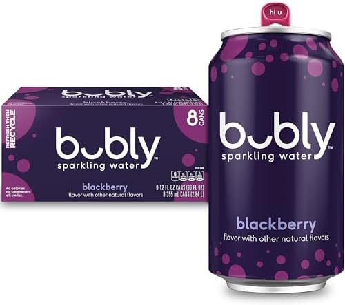 bubly Sparkling Water, Blackberry, 12 Fl Oz Cans (8 Pack)