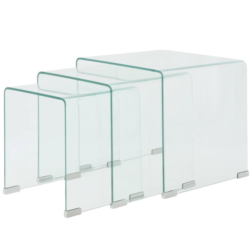 Générique Ensemble de Tables gigognes 3 Pièces Verre trempé Transparent, Meubles, Tables, Tables Basses et Tables d'appoint, Tables Basses, Transparent, (Poids 26.7KG)