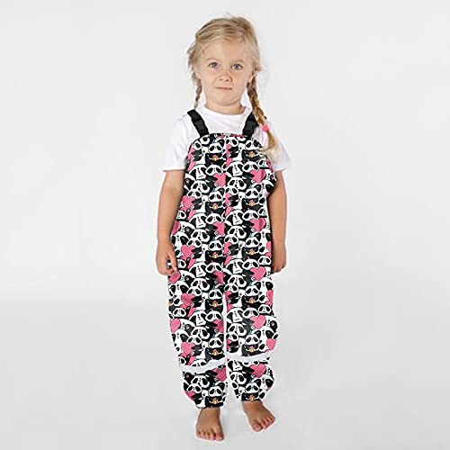 Kids Rain Bib Rain Pants Overalls Rain Coat Toddler Boys Girls Rain Panda Print Adjustable Straps3