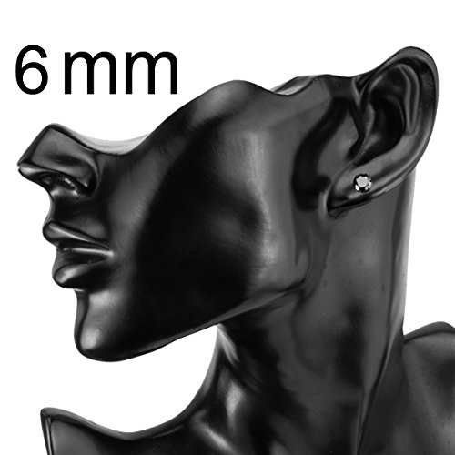 JewelrieShop Stud Earrings Hypoallergenic Surgical Steel Earrings for Women Cubic Zirconia Stud Earrings Pack Stud Earrings Set for Sensitive Ears (Black, 3-7mm, 5 Pairs)4