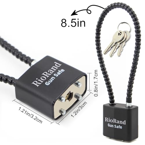 Image of RioRand Keyed Alike Cable Gun Lock 8.5 inch & 15 inch, Safety Lock Compatible with Pistols, Rifles & Shotguns for Home & Firearm Storage